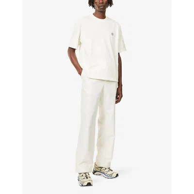 Stone Island Short-sleeved Crew Neck T-shirt With Subtle Emblem Patch In White