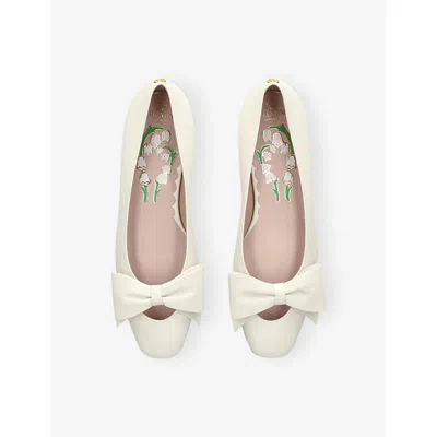 Valentino Leather Ballerinas Featuring Bow Detail In Beige