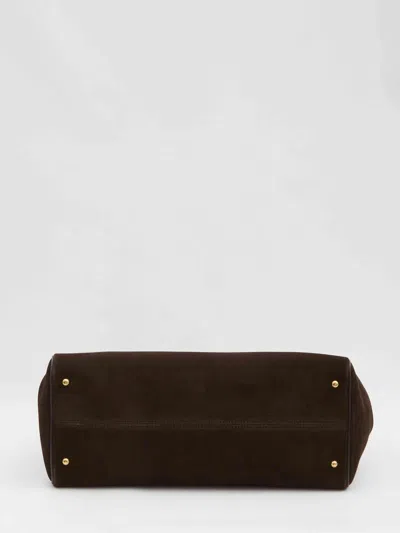 Dolce & Gabbana Sicily Small Leather-trimmed Suede Shoulder Bag In Brown