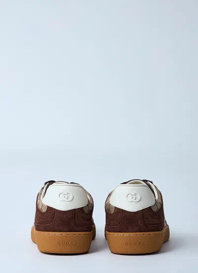 Gucci Men G75 Low-top Supreme Gg Fabric And Suede Sneakers In Brown