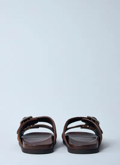 Gucci Suede Slide Sandals Open Toe In Brown