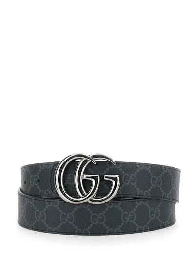 Gucci Reversible Gg Marmont Belt In Black