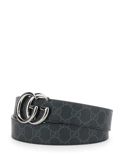 Gucci Reversible Gg Marmont Belt In Black