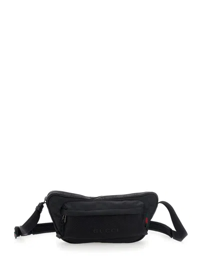Gucci Large Messenger Bag Embossed Pattern In Black