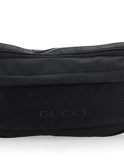 Gucci Large Messenger Bag Embossed Pattern In Black