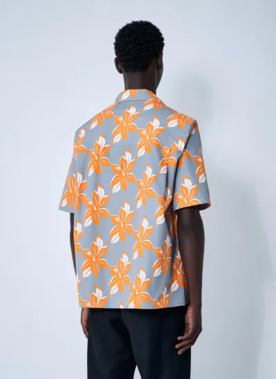 Gucci Multicolor Bowling Shirt With Cuban Collar And All-over Floral Print In Cotton Man In Gray
