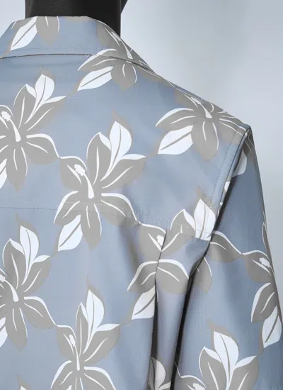 Gucci Multicolor Bowling Shirt With Cuban Collar And All-over Floral Print In Cotton Man In Gray