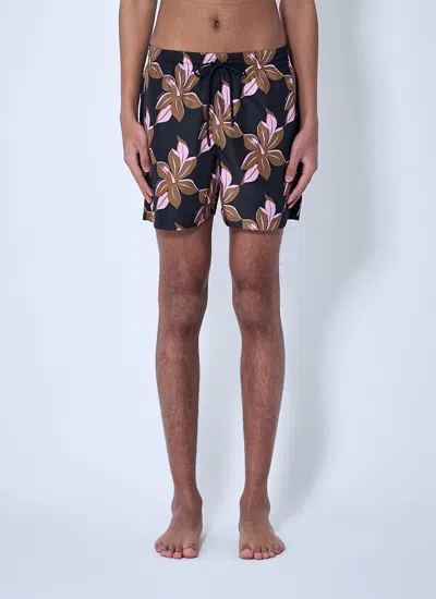 Gucci Multicolor Swimsuit With Drawstring And All-over Floral Print In Tech Fabric Man