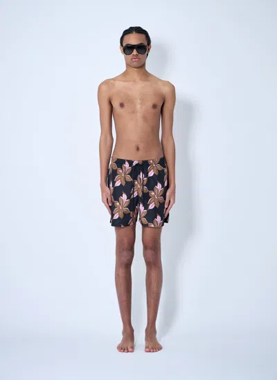 Gucci Multicolor Swimsuit With Drawstring And All-over Floral Print In Tech Fabric Man