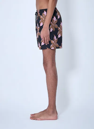 Gucci Multicolor Swimsuit With Drawstring And All-over Floral Print In Tech Fabric Man