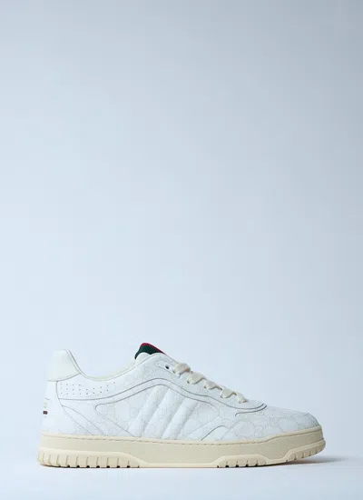Gucci Men Re-web Leather Sneakers In White
