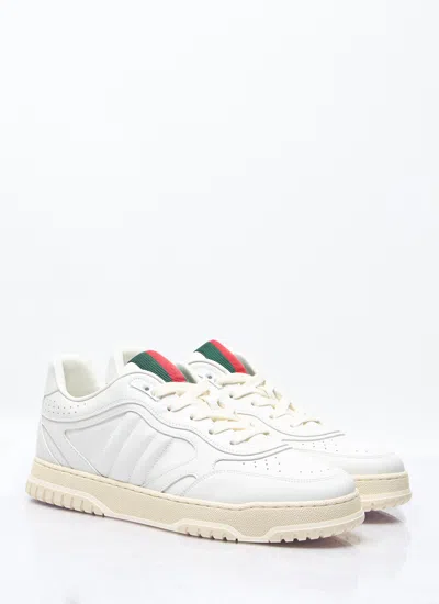 Gucci Men Re-web Leather Sneakers In White