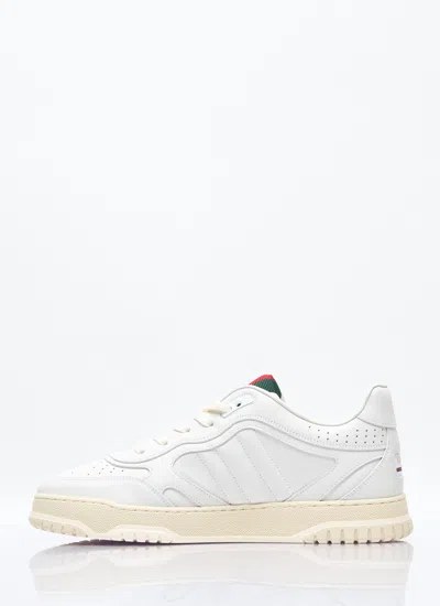 Gucci Men Re-web Leather Sneakers In White