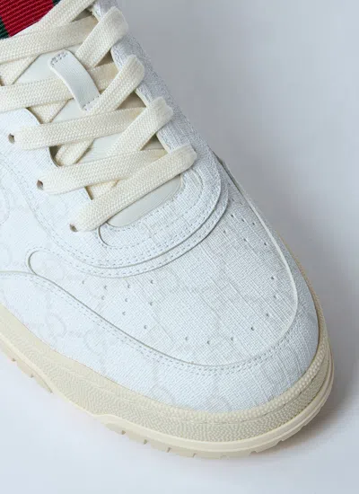 Gucci Men Re-web Leather Sneakers In White