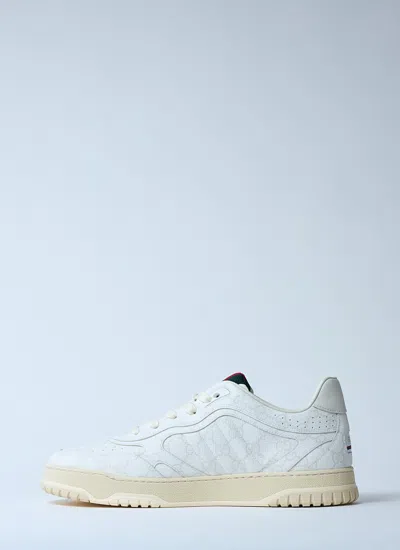 Gucci Men Re-web Leather Sneakers In White