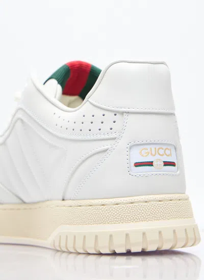 Gucci Men Re-web Leather Sneakers In White