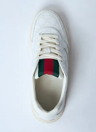 Gucci Men Re-web Leather Sneakers In White