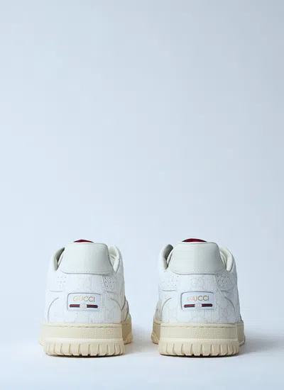 Gucci Men Re-web Leather Sneakers In White