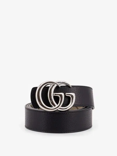 Gucci Men Reversible Leather And Supreme Gg Fabric Belt In Gray