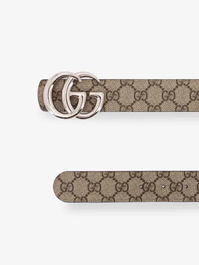 Gucci Men Reversible Leather And Supreme Gg Fabric Belt In Gray