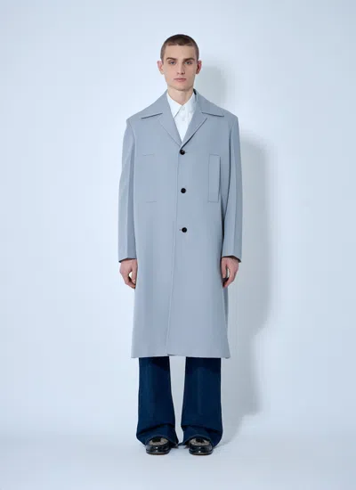 Gucci Men Single-breasted Wool Coat In Blue
