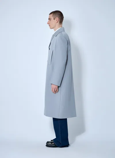 Gucci Men Single-breasted Wool Coat In Blue