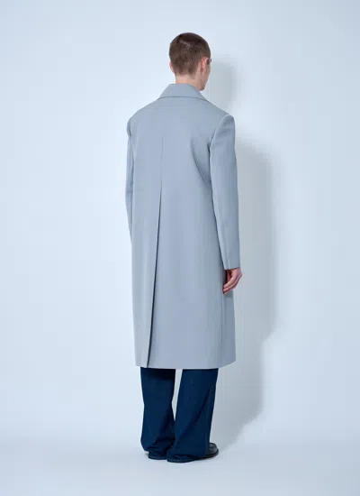 Gucci Men Single-breasted Wool Coat In Blue
