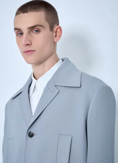 Gucci Men Single-breasted Wool Coat In Blue
