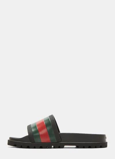 Gucci Pantoletten Mit Webdetail In Black