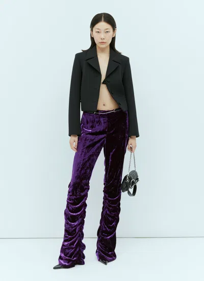 Gucci Sculpted High-waisted Velvet Pant With Ruched Detailing In Purple