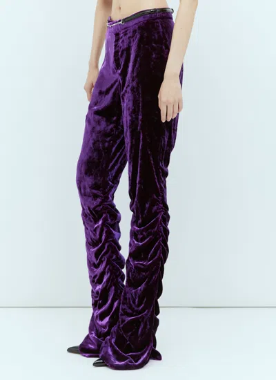 Gucci Sculpted High-waisted Velvet Pant With Ruched Detailing In Purple
