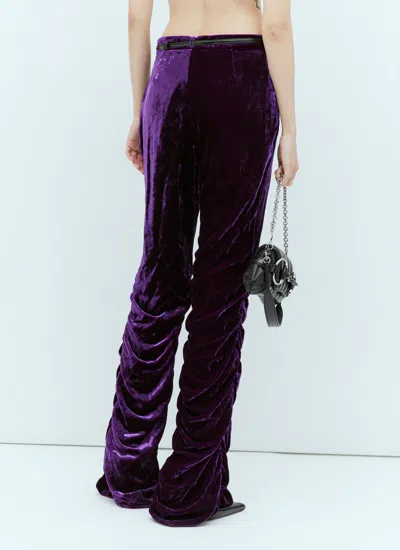 Gucci Sculpted High-waisted Velvet Pant With Ruched Detailing In Purple