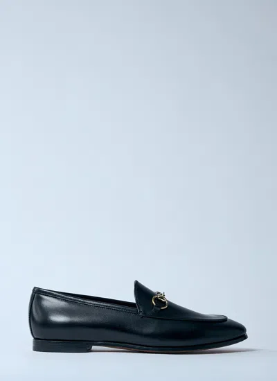Gucci Women Black Calf Leather Moc Stitching Signature Horsebit Detail Almond Toe Slip-on Style Bran