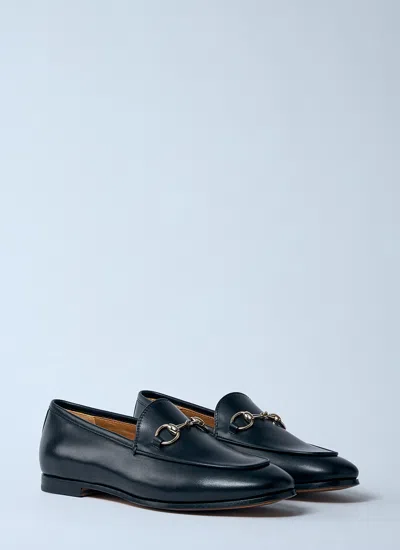 Gucci Women Black Calf Leather Moc Stitching Signature Horsebit Detail Almond Toe Slip-on Style Bran