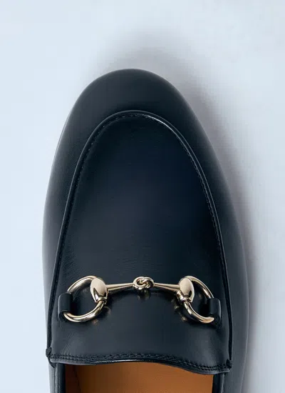 Gucci Women Black Calf Leather Moc Stitching Signature Horsebit Detail Almond Toe Slip-on Style Bran