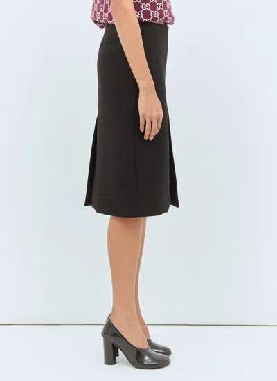 Gucci High Waist Knee-length Skirt With Back Slit And Side Pockets In Black