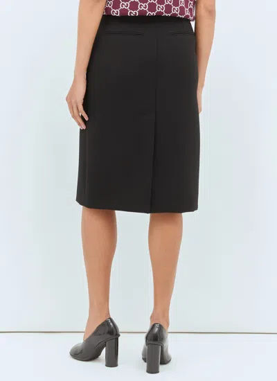 Gucci High Waist Knee-length Skirt With Back Slit And Side Pockets In Black