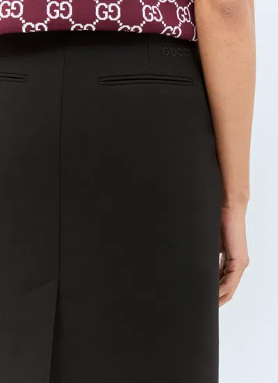 Gucci High Waist Knee-length Skirt With Back Slit And Side Pockets In Black