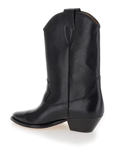 Isabel Marant Duerto Gz Pointed Toe Mid-calf Leather Boots In Black