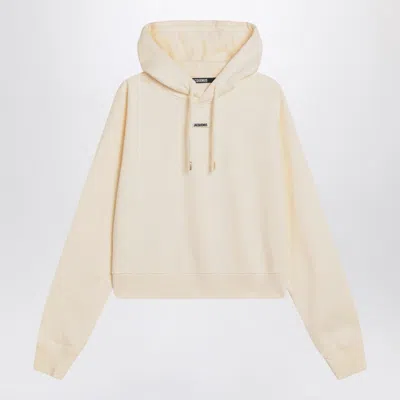 Jacquemus Le Hoodie Gros Grain Cotton Crop Hoodie In Neutral