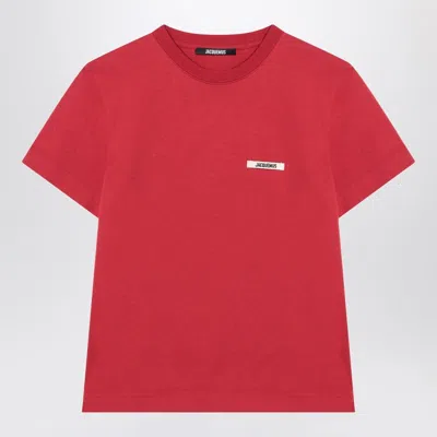 Jacquemus Short Sleeve Cotton T-shirt In Red