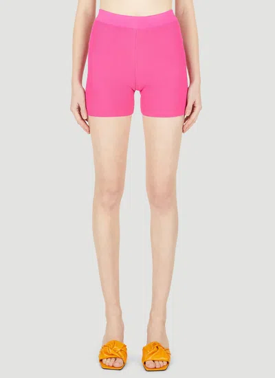 Jacquemus Le Short Arancia Ribbed Biker Shorts In Pink