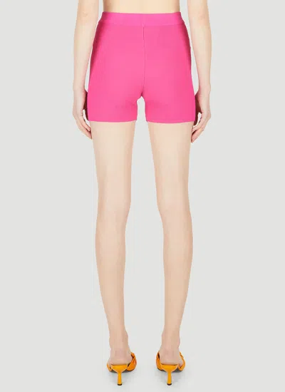 Jacquemus Le Short Arancia Ribbed Biker Shorts In Pink
