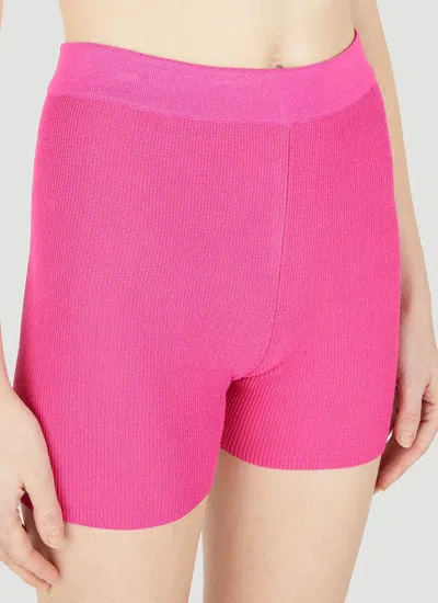 Jacquemus Le Short Arancia Ribbed Biker Shorts In Pink