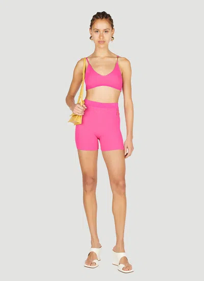 Jacquemus Le Short Pralu Logo Mini Shorts In Fuchsia