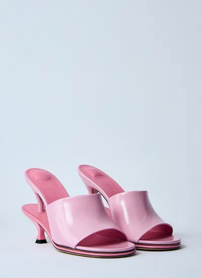 Jacquemus 100mm Les Doubles Leather Mules In Pink