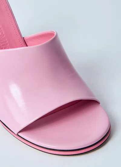 Jacquemus 100mm Les Doubles Leather Mules In Pink