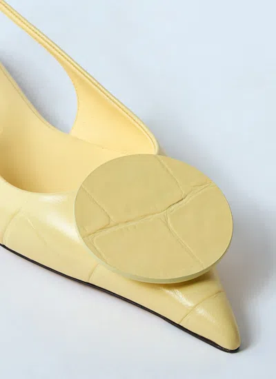 Jacquemus Quilted Buckle Flat Pointed Toe Shoes In Yellow