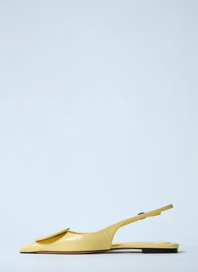 Jacquemus Quilted Buckle Flat Pointed Toe Shoes In Yellow