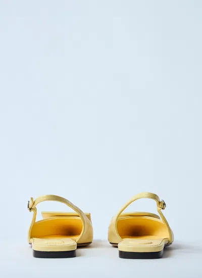Jacquemus Quilted Buckle Flat Pointed Toe Shoes In Yellow